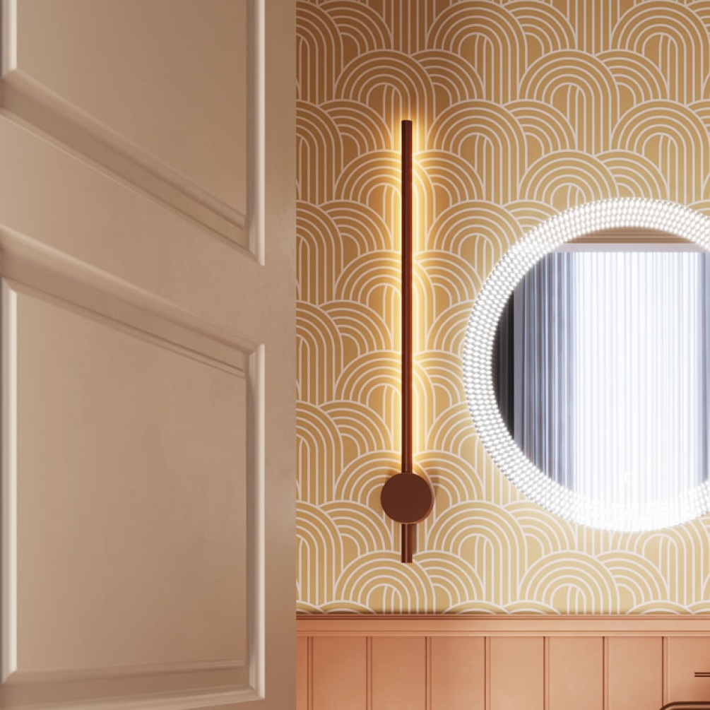 Lifestyle image of Crosswater Tranquil Brushed Bronze Pillar Light